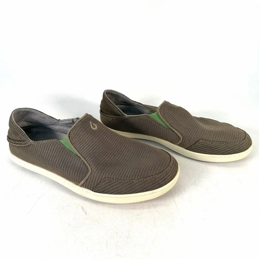 Olukai Nohea Mesh 10188-13AP Mustang Lime Peel Shoes Slip On Men’s Size 10